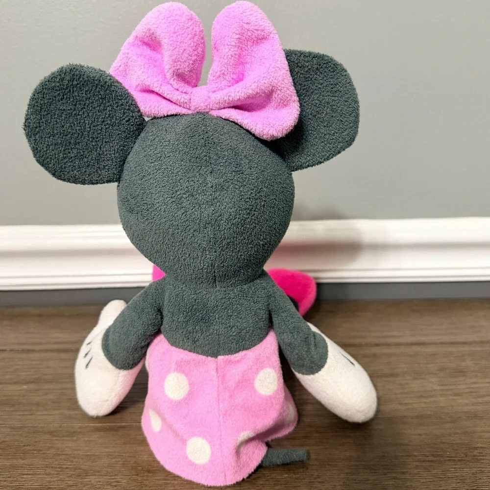 Disney Baby Minnie Mouse Plush Pink Polka Dot Dress Stuffed Animal Toy